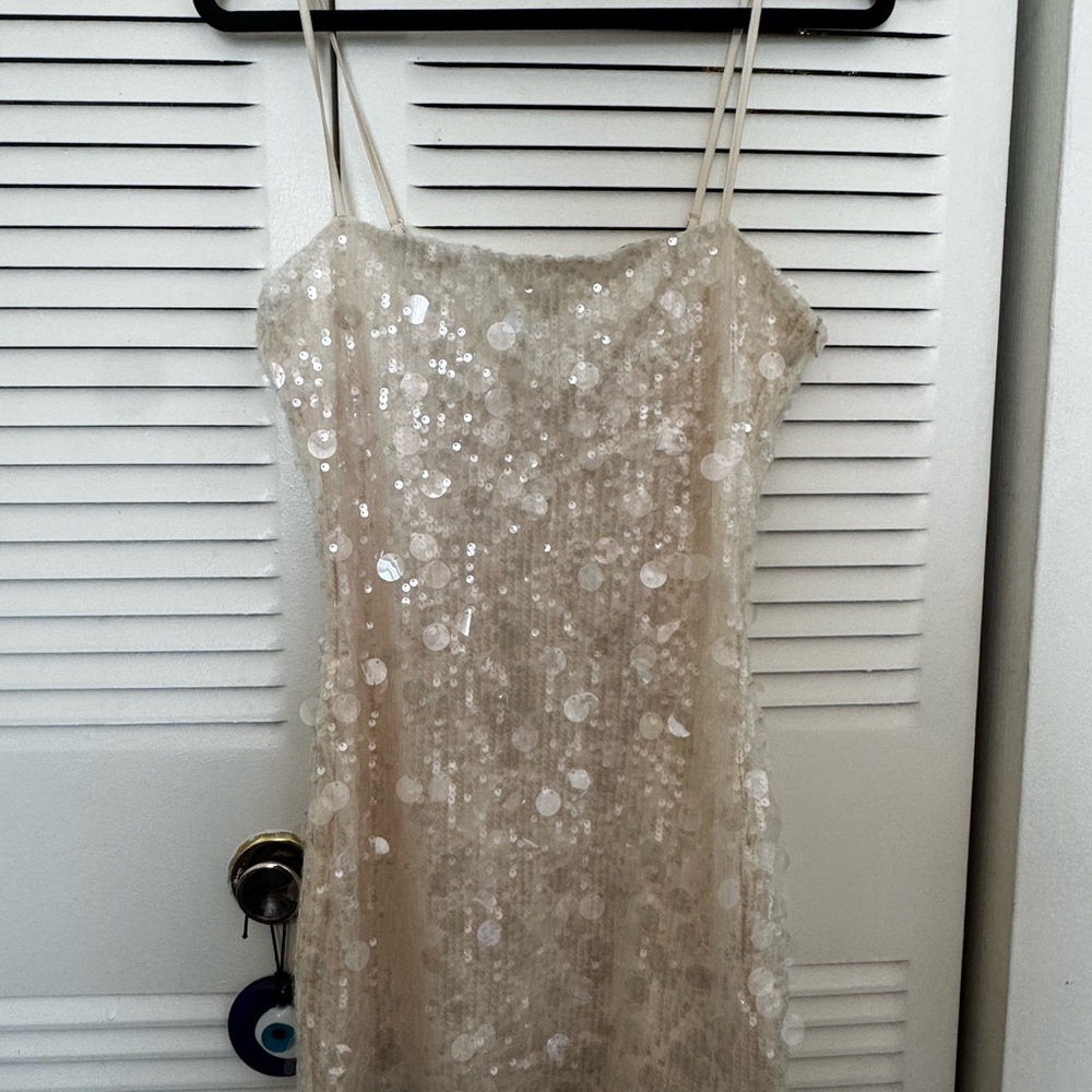 Edikted Sequin Slip Dress in Champagne